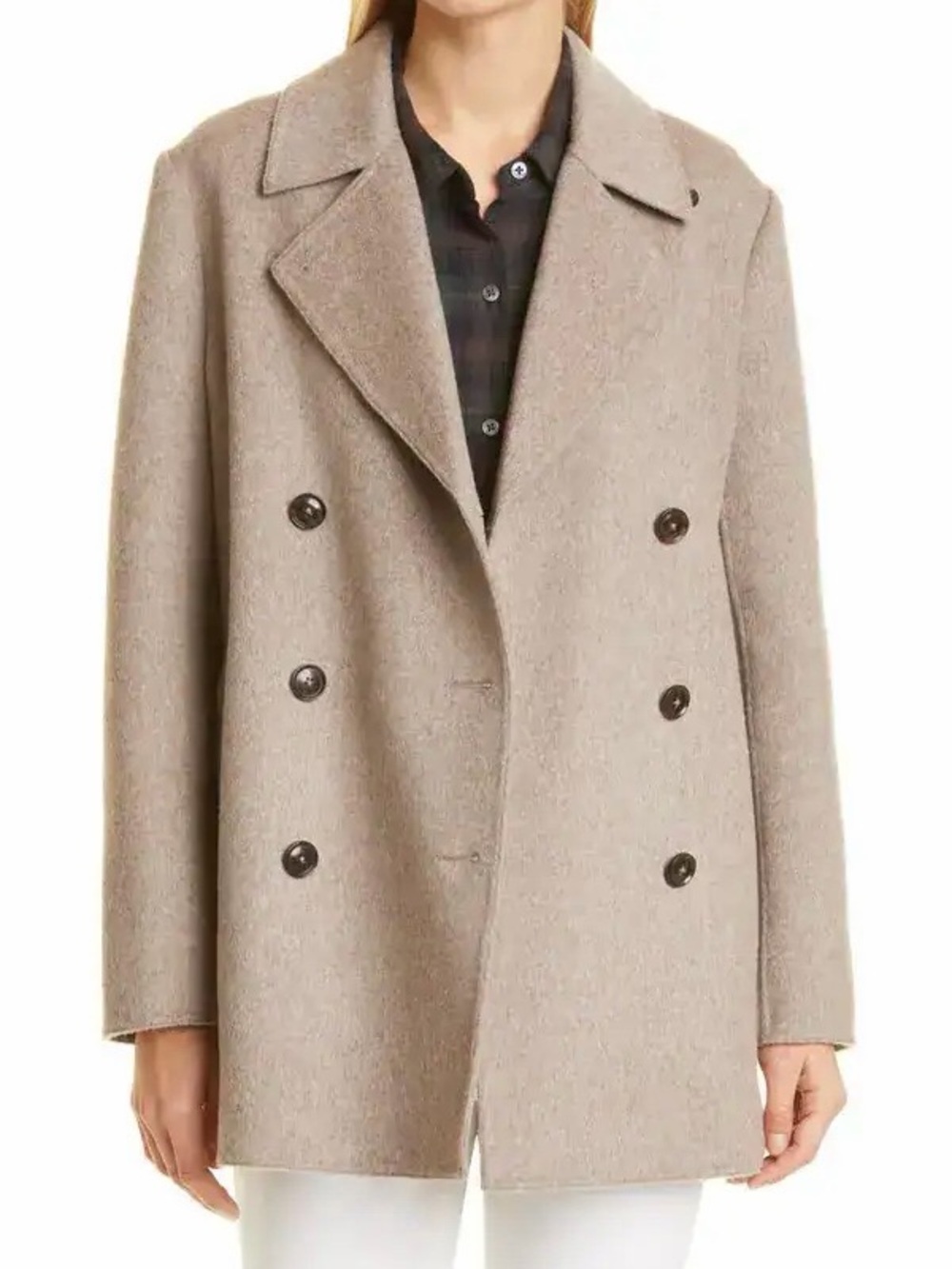 Jenni Kayne Wool Cashmere Pea Coat Taupe Size XXL
